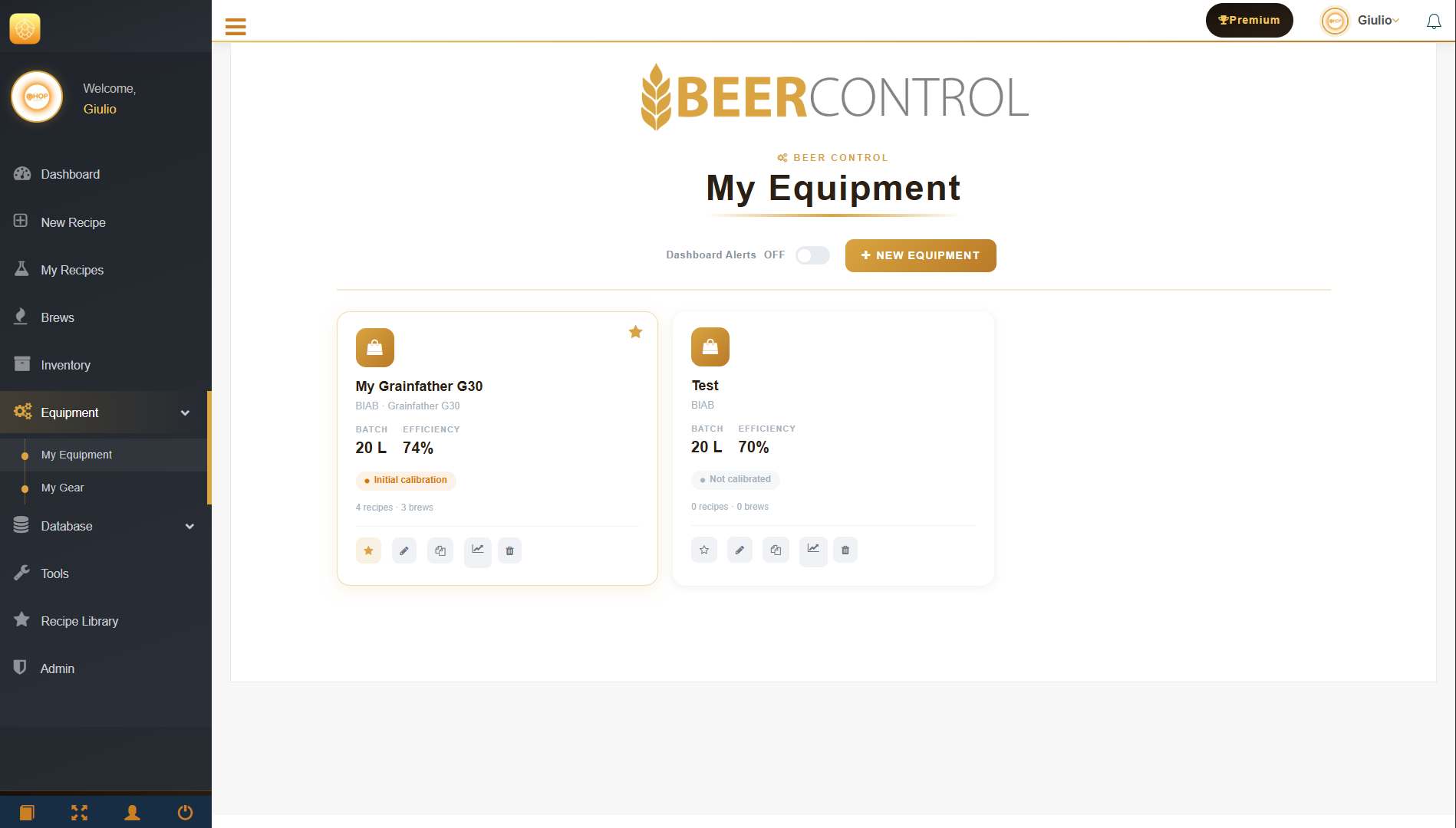 Beer Control equipment profiles